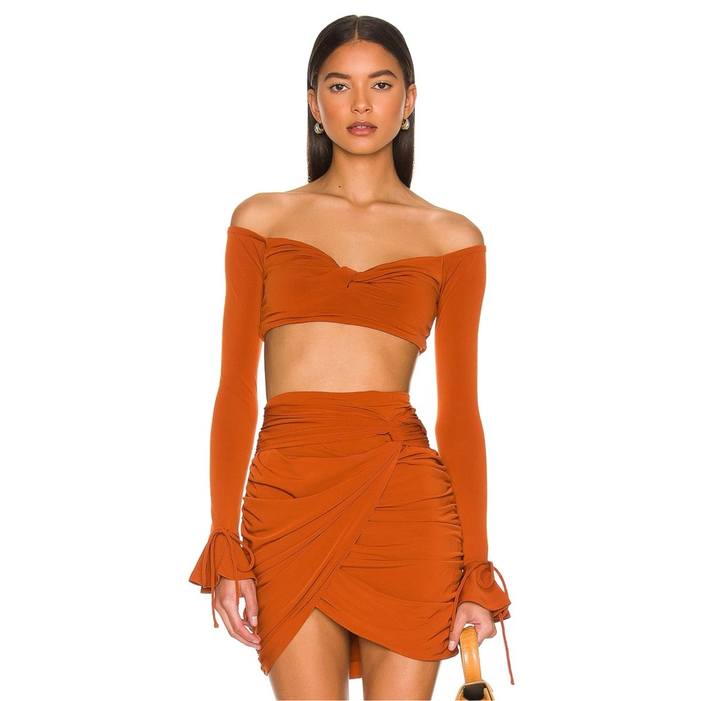 Revolve Majorelle Destiny Top & Skirt Set in Mahogany Brown S